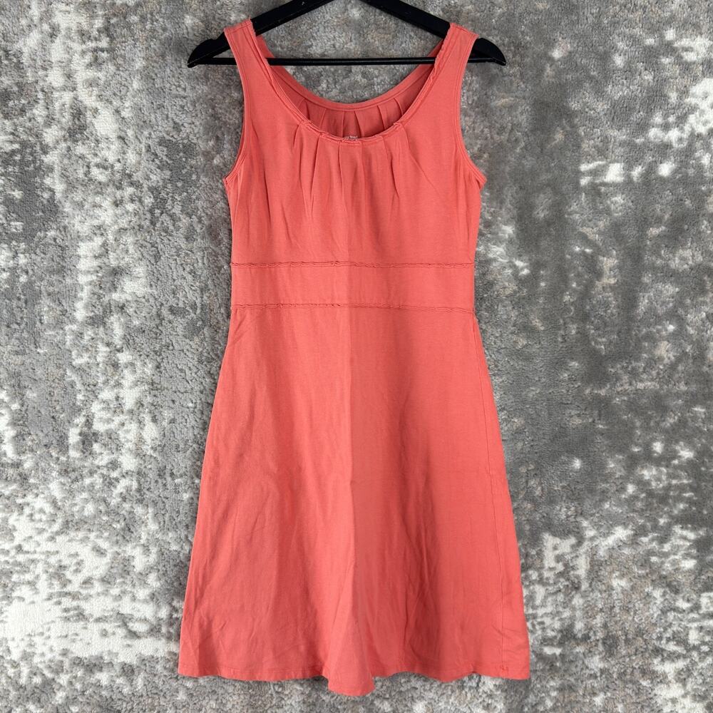 Horny Toad Sz S Organic Cotton Scoop Neck Mini Fit Flared Dress Coral Stretch